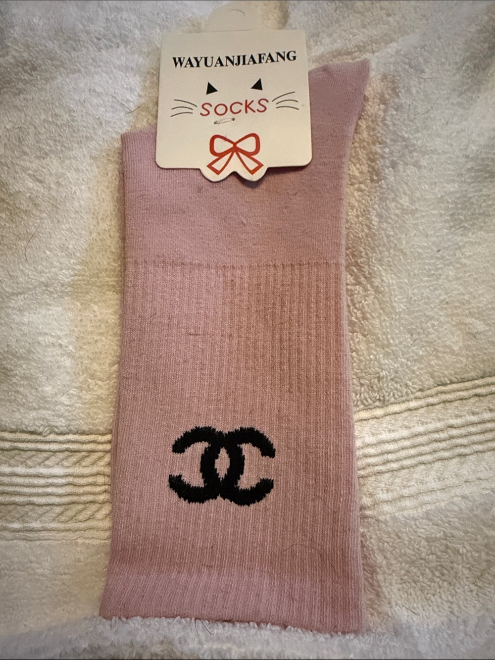 Pink Women's Fashion Socks with Black Logo